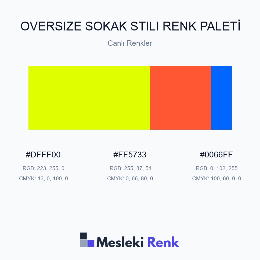 Oversize Sokak Stili Canlı Renkler Renk Paleti