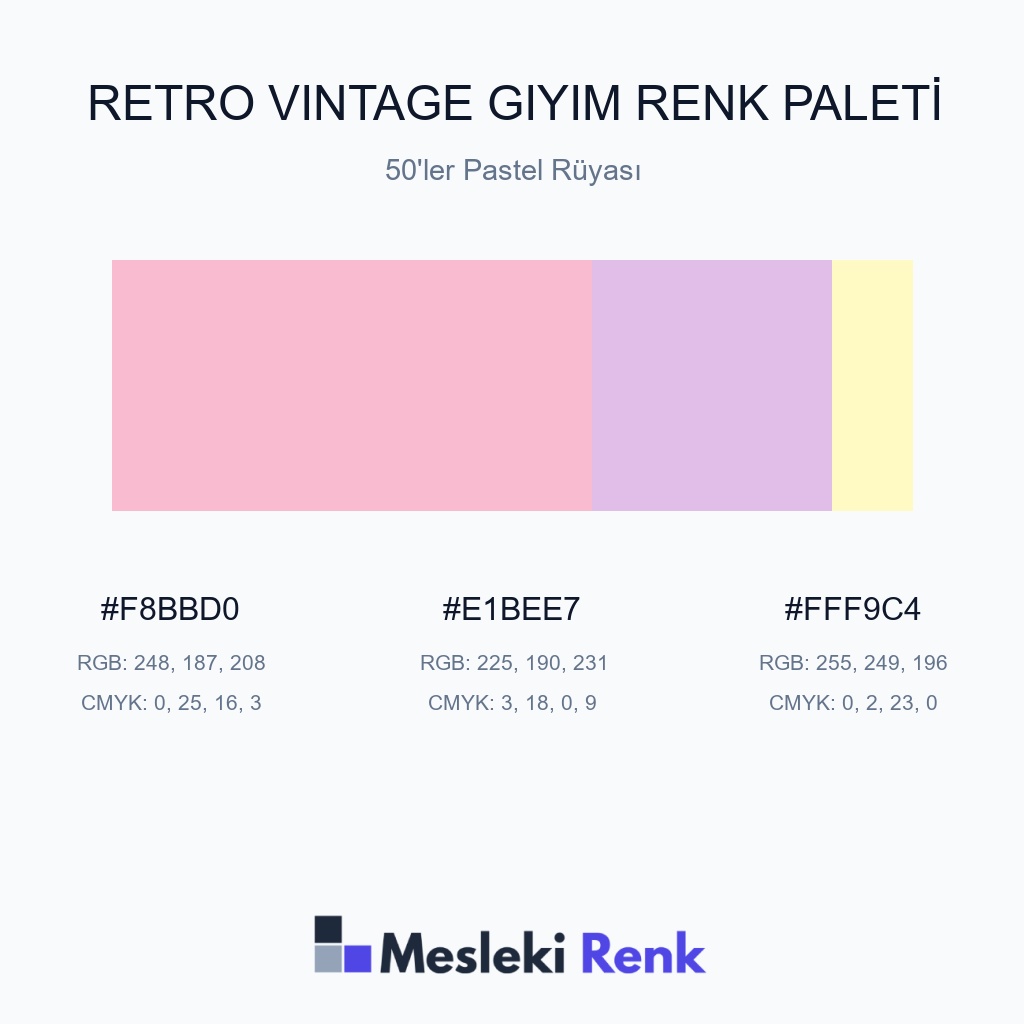 Retro Vintage Giyim 50'ler Pastel Rüyası Renk Paleti