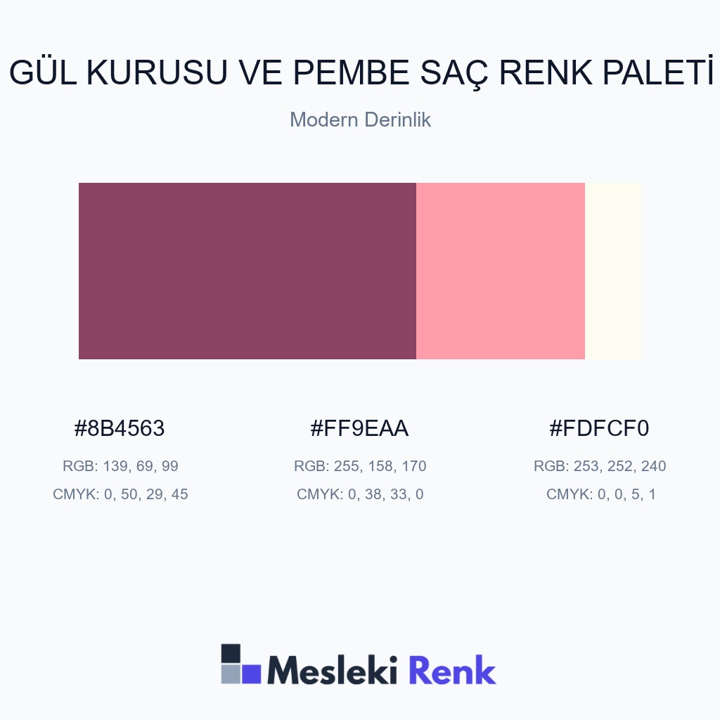 Gül Kurusu ve Pembe Saç Modern Derinlik Renk Paleti