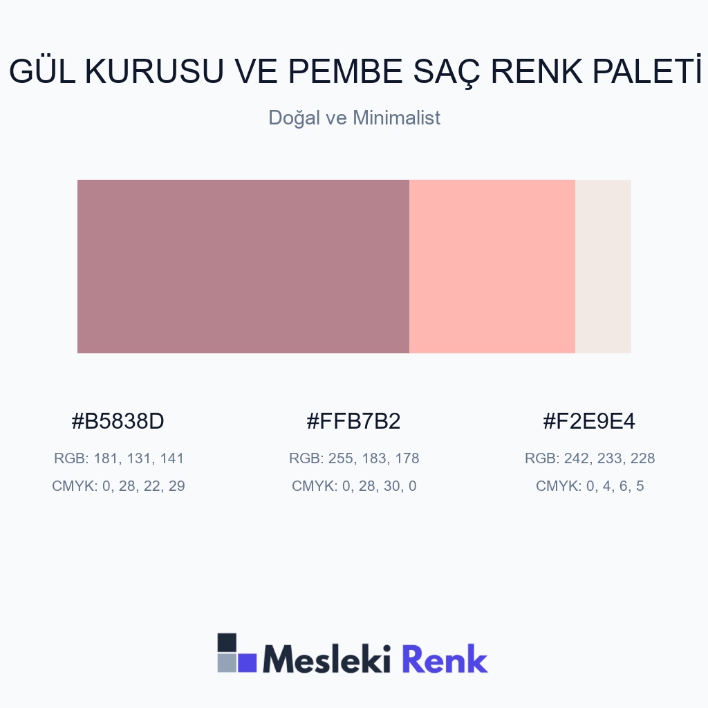 Gül Kurusu ve Pembe Saç Doğal ve Minimalist Renk Paleti