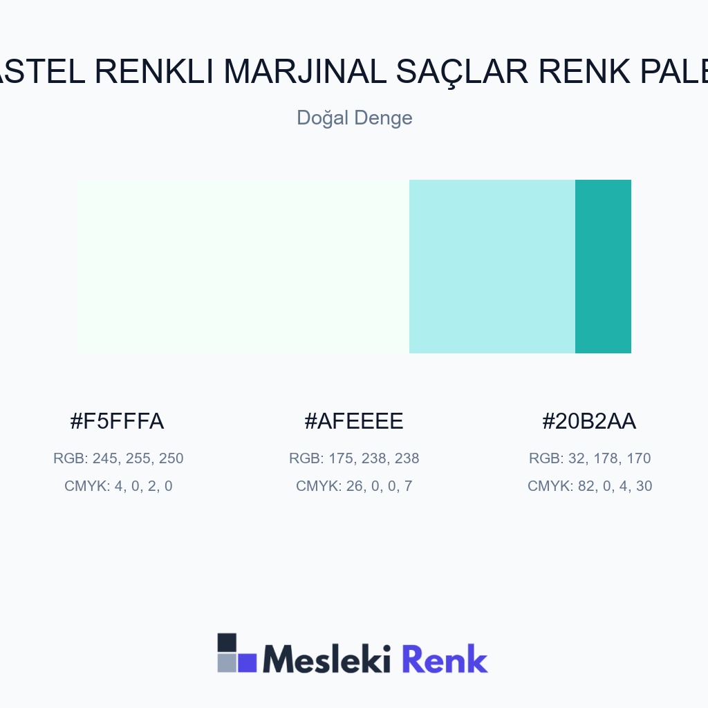 Pastel Renkli Marjinal Saçlar Doğal Denge Renk Paleti