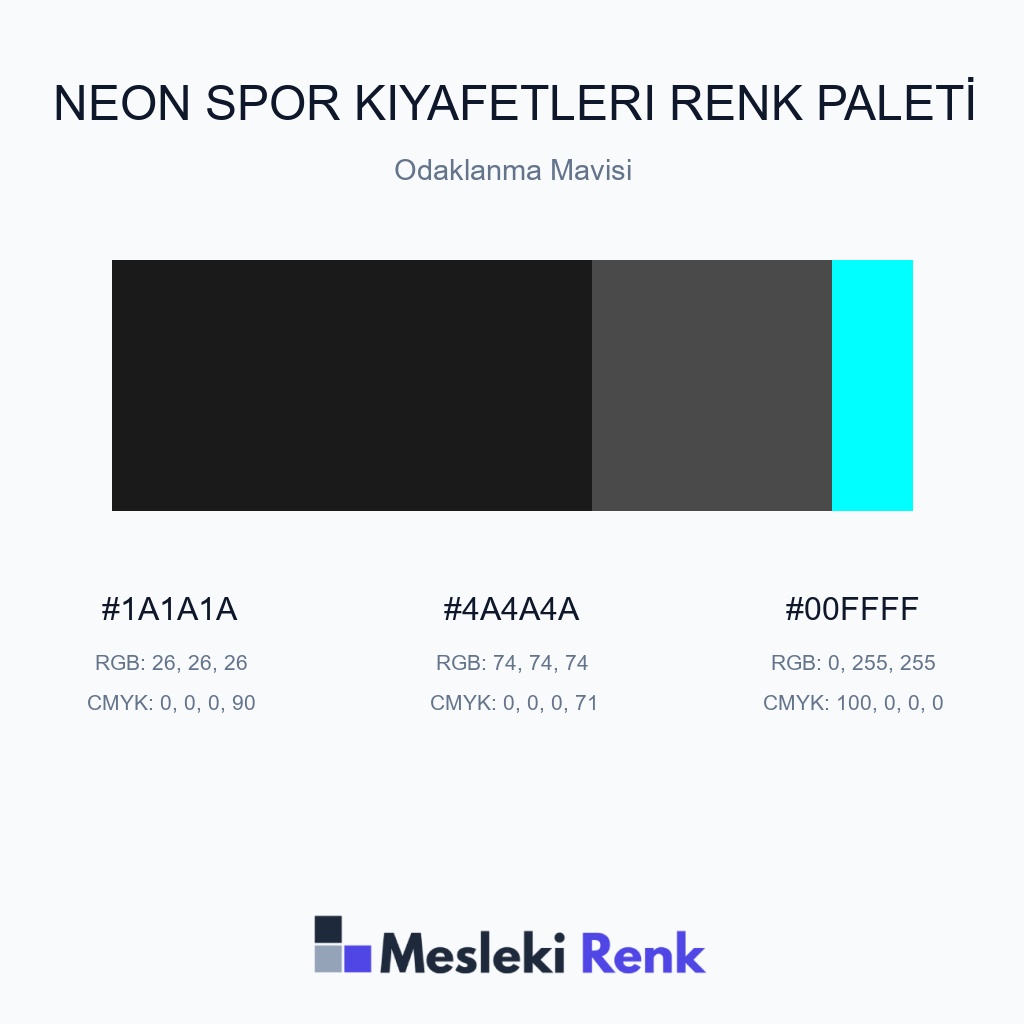 Neon Spor Kıyafetleri Odaklanma Mavisi Renk Paleti