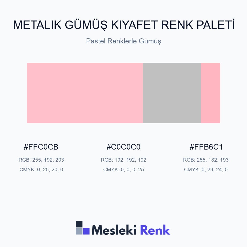 Metalik Gümüş Kıyafet Pastel Renklerle Gümüş Renk Paleti