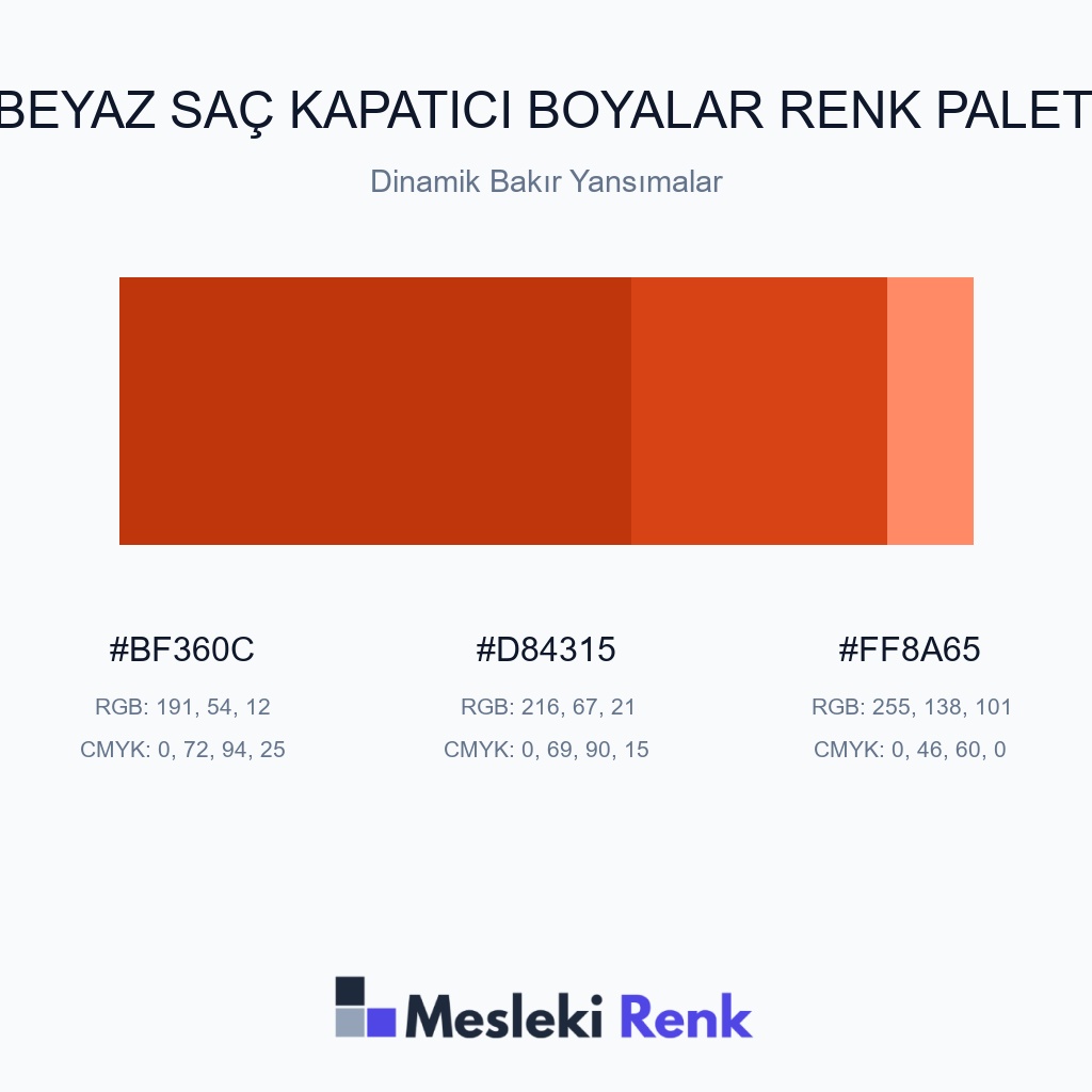 Beyaz Saç Kapatıcı Boyalar Dinamik Bakır Yansımalar Renk Paleti