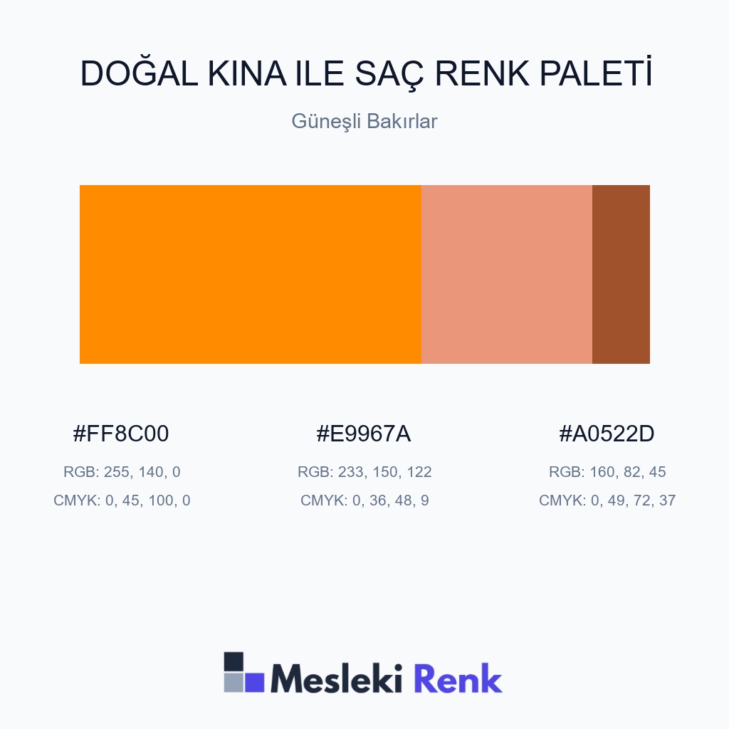 Doğal Kına ile Saç Güneşli Bakırlar Renk Paleti