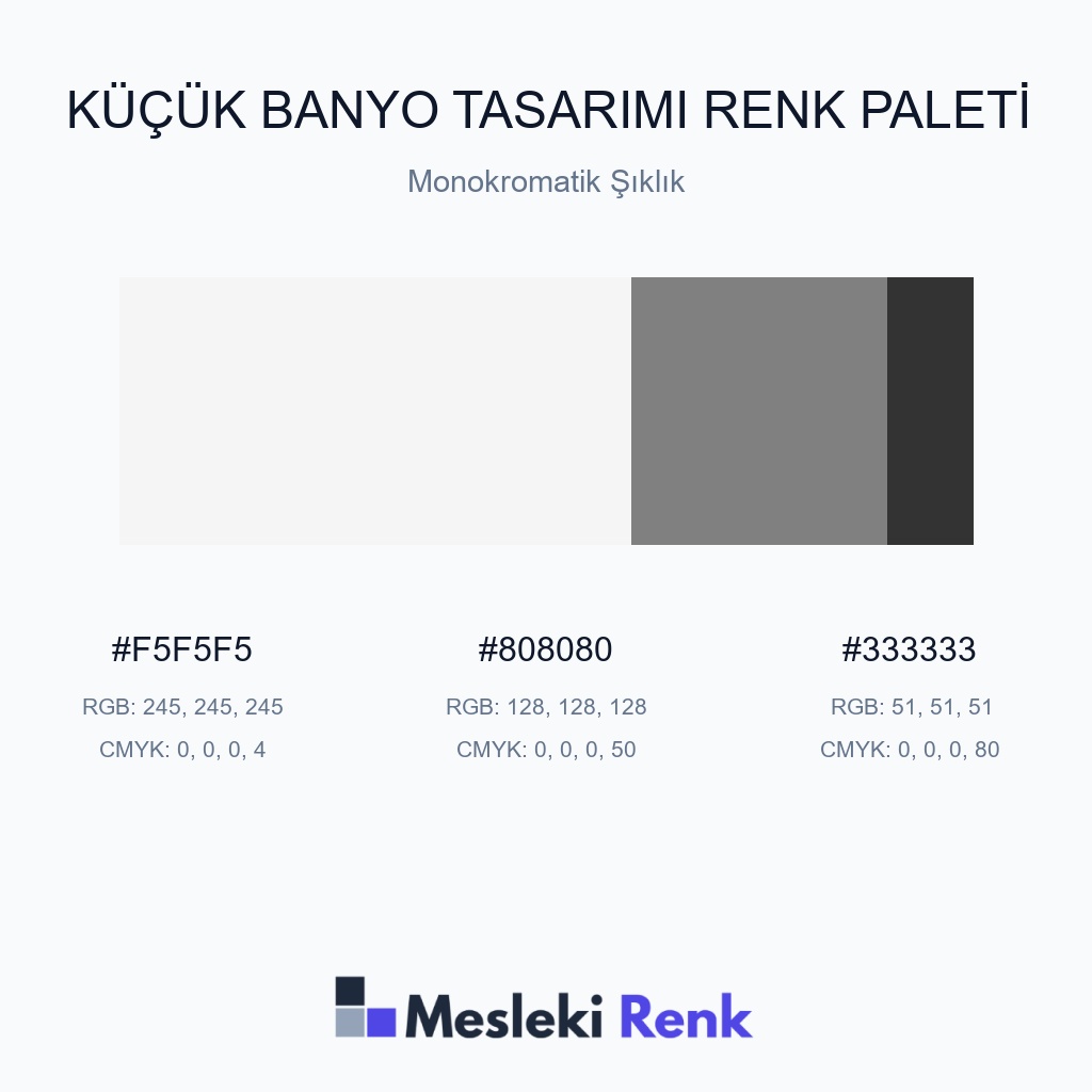Küçük Banyo Tasarımı Monokromatik Şıklık Renk Paleti