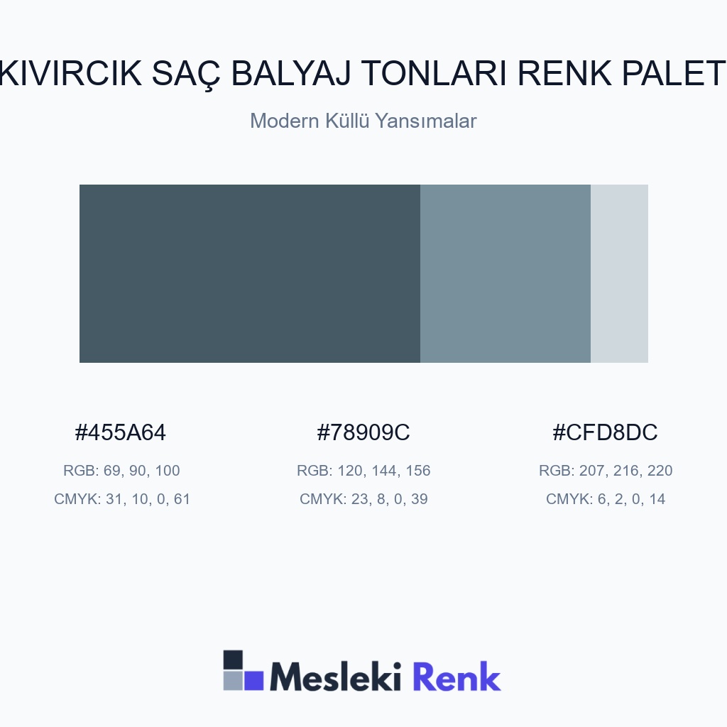 Kıvırcık Saç Balyaj Tonları Modern Küllü Yansımalar Renk Paleti