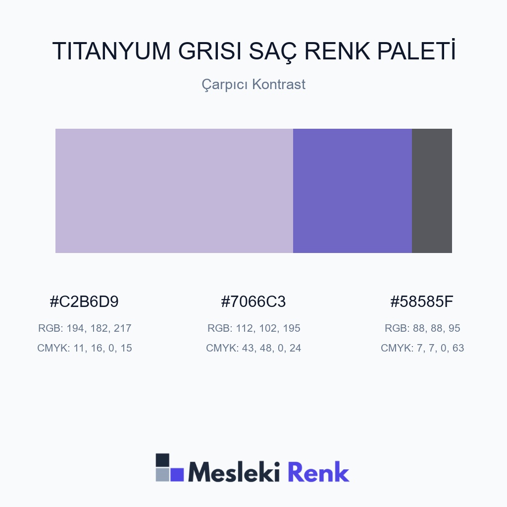 Titanyum Grisi Saç Çarpıcı Kontrast Renk Paleti