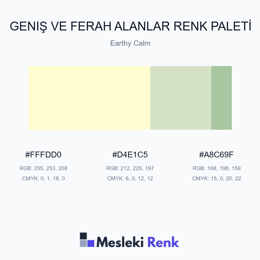 Geniş ve Ferah Alanlar Earthy Calm Renk Paleti