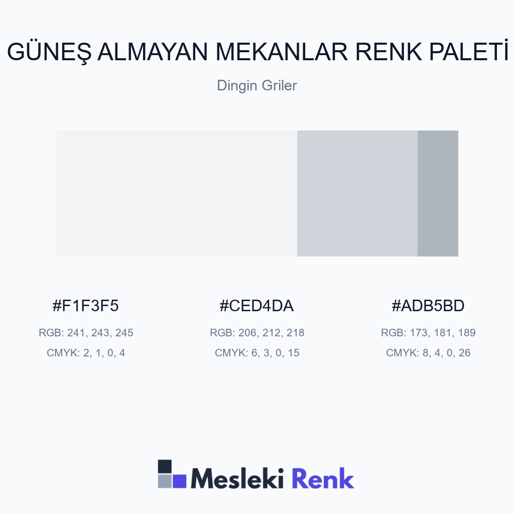 Güneş Almayan Mekanlar Dingin Griler Renk Paleti