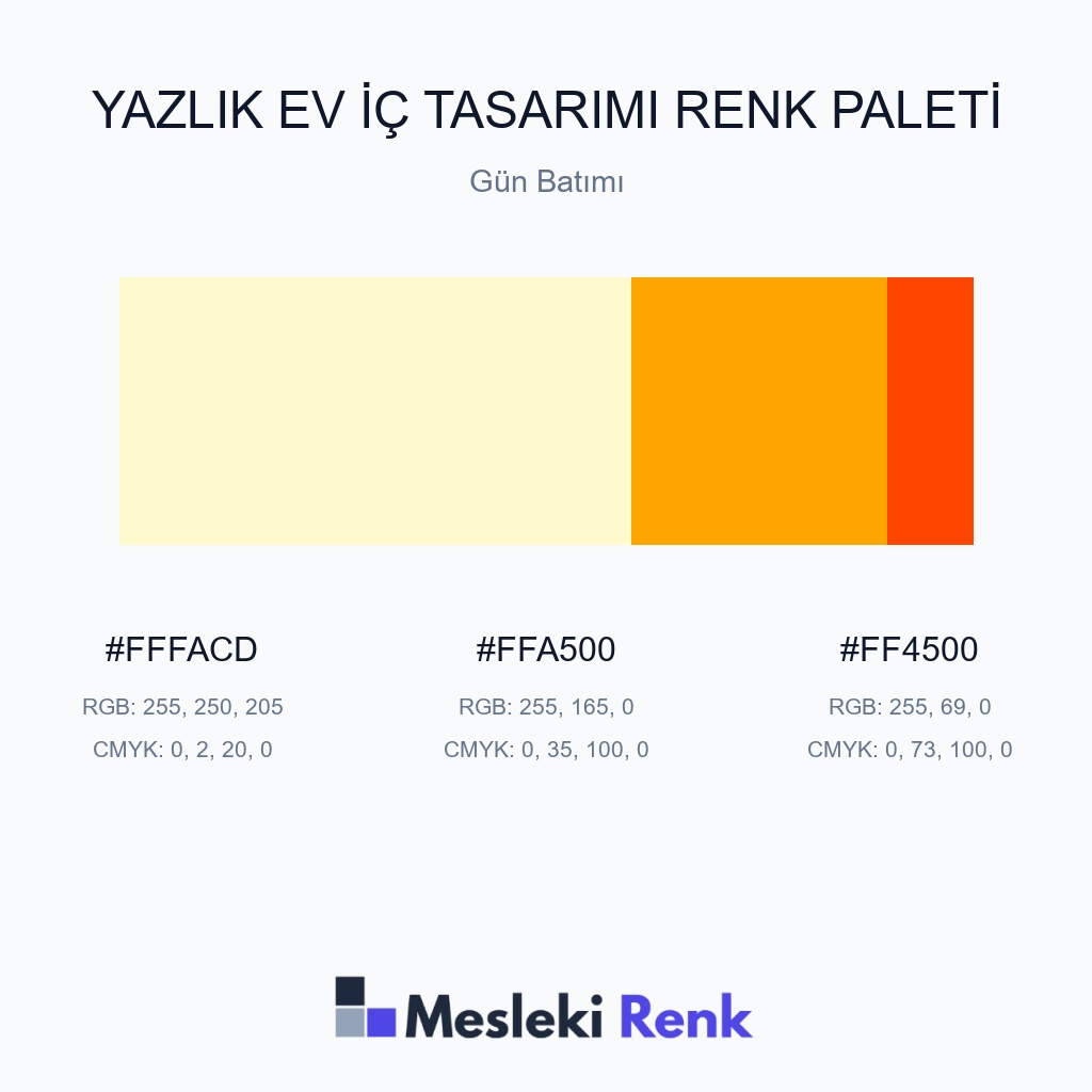 Yazlık Ev İç Tasarımı Gün Batımı Renk Paleti