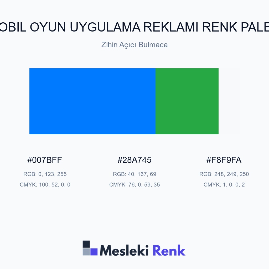 Mobil Oyun Uygulama Reklamı Zihin Açıcı Bulmaca Renk Paleti