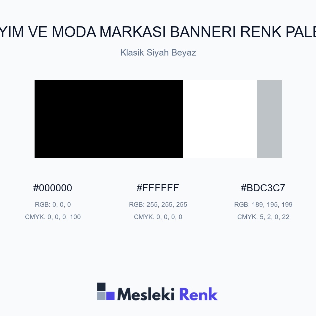 Giyim ve Moda Markası Bannerı Klasik Siyah Beyaz Renk Paleti