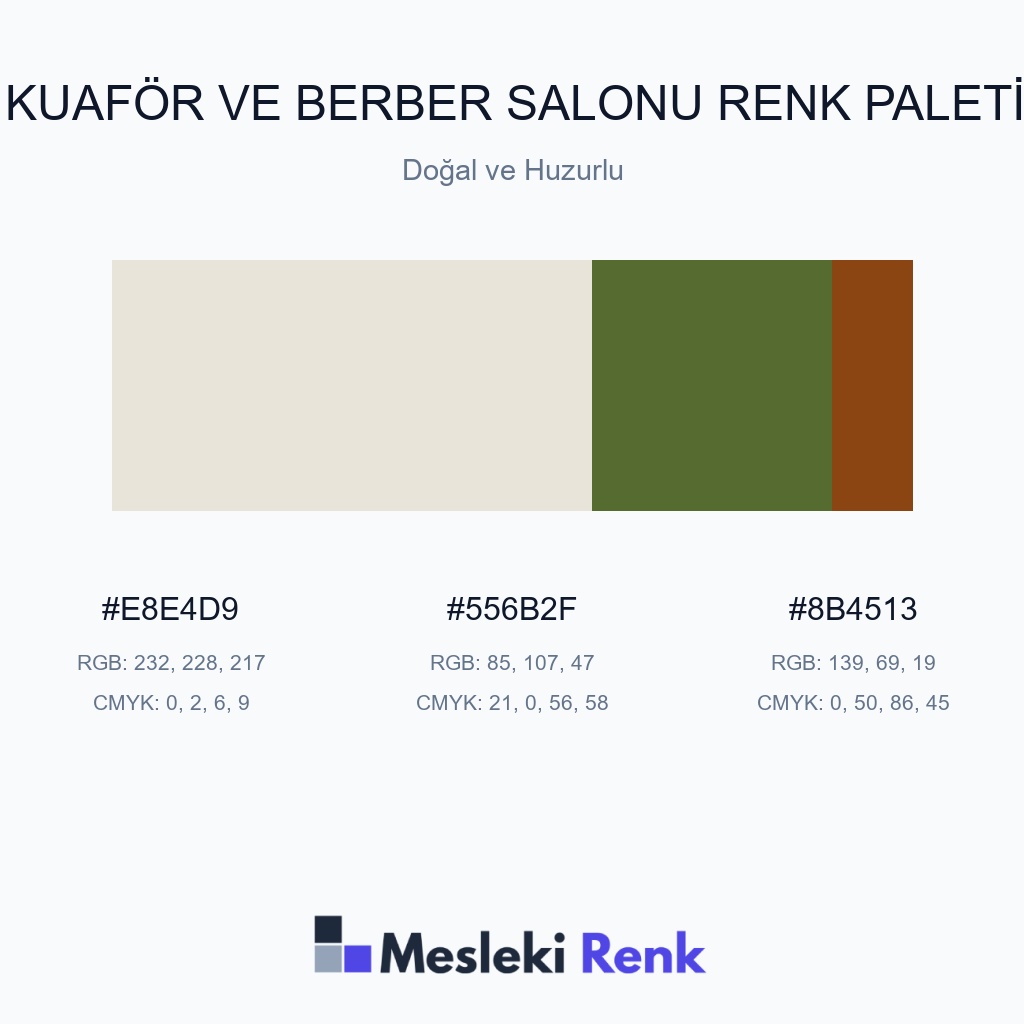 Kuaför ve Berber Salonu Doğal ve Huzurlu Renk Paleti