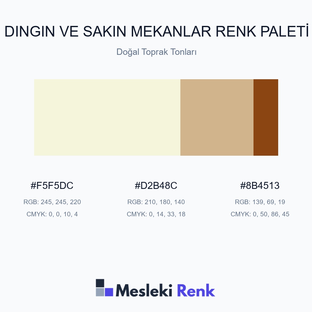 Dingin ve Sakin Mekanlar Doğal Toprak Tonları Renk Paleti