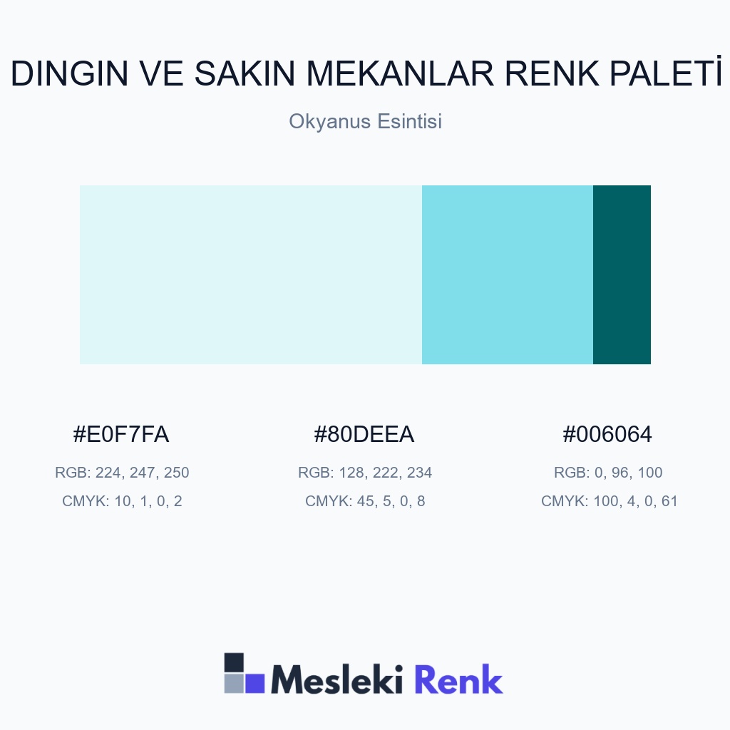 Dingin ve Sakin Mekanlar Okyanus Esintisi Renk Paleti