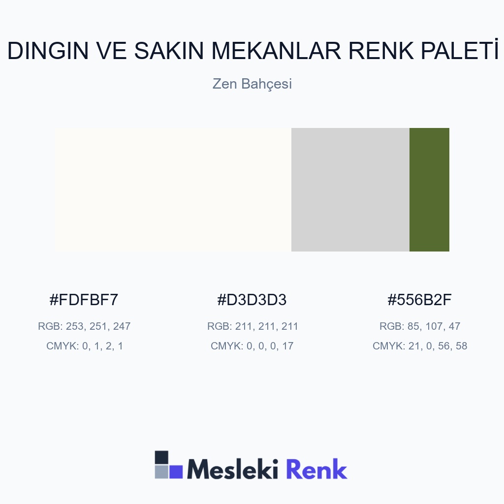 Dingin ve Sakin Mekanlar Zen Bahçesi Renk Paleti