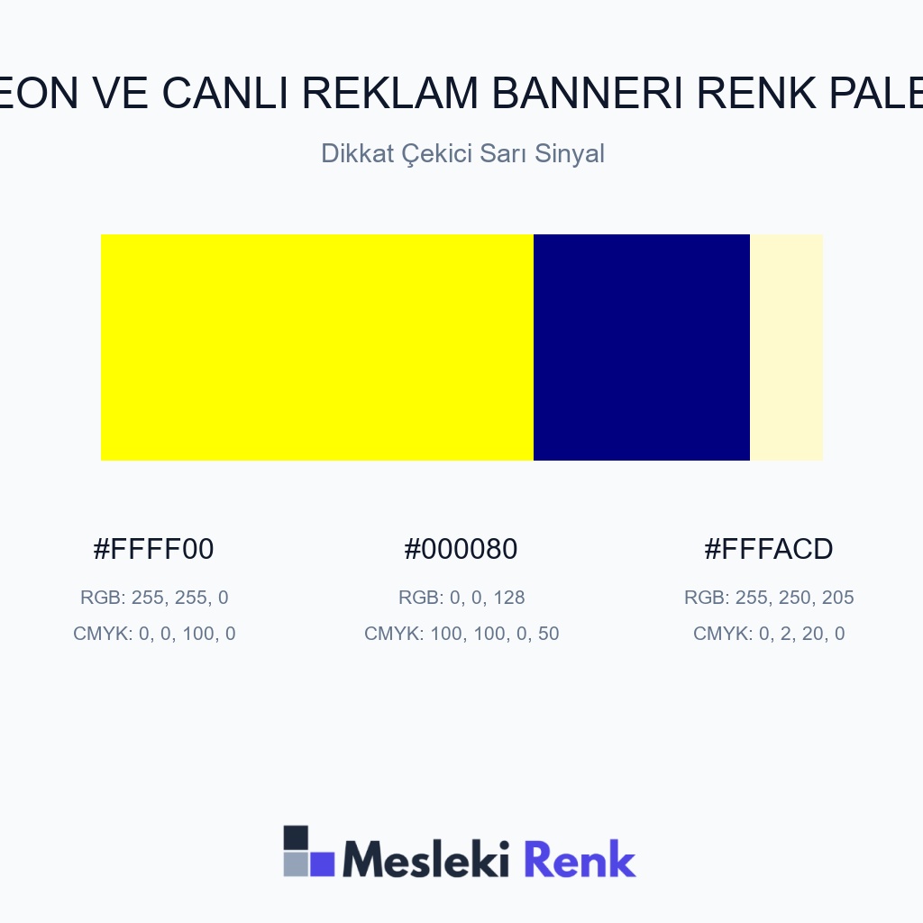 Neon ve Canlı Reklam Bannerı Dikkat Çekici Sarı Sinyal Renk Paleti