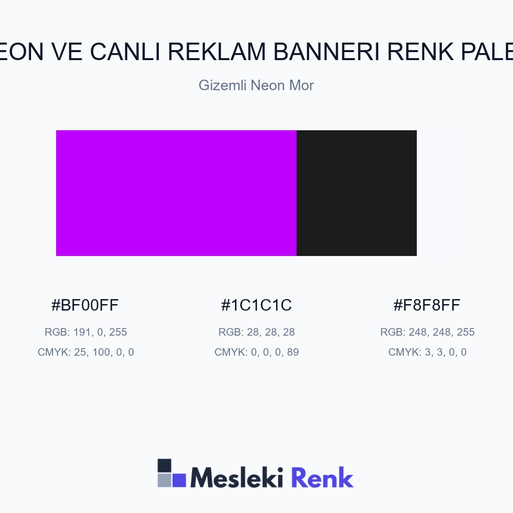 Neon ve Canlı Reklam Bannerı Gizemli Neon Mor Renk Paleti