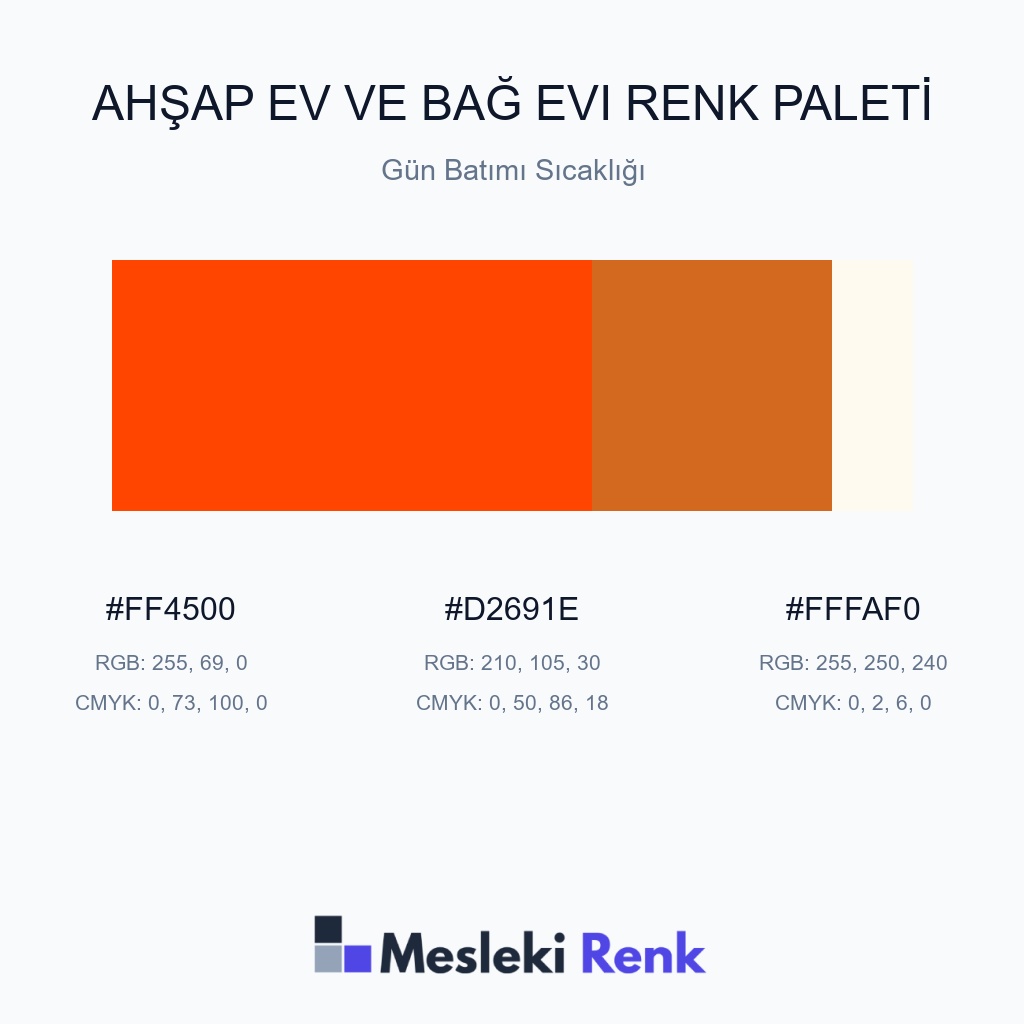 Ahşap Ev ve Bağ Evi Gün Batımı Sıcaklığı Renk Paleti