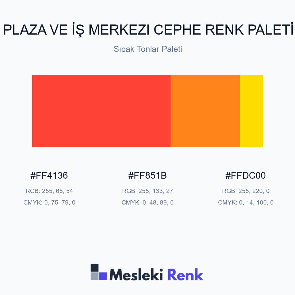 Plaza ve İş Merkezi Cephe Sıcak Tonlar Paleti Renk Paleti