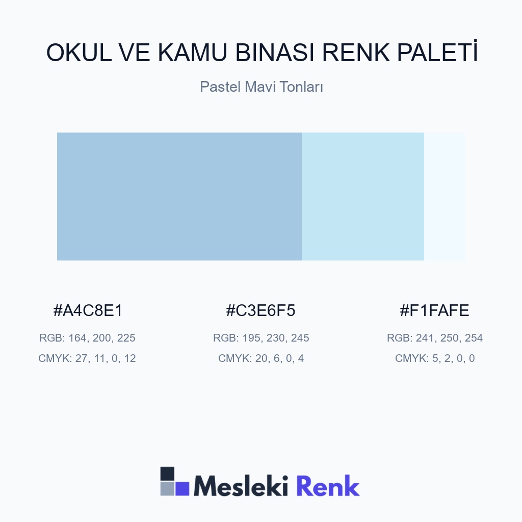 Okul ve Kamu Binası Pastel Mavi Tonları Renk Paleti