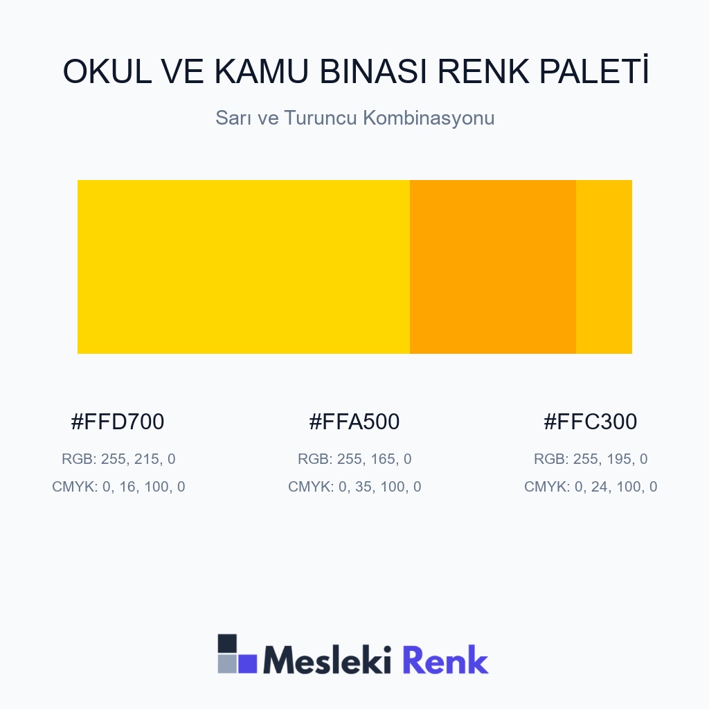 Okul ve Kamu Binası Sarı ve Turuncu Kombinasyonu Renk Paleti
