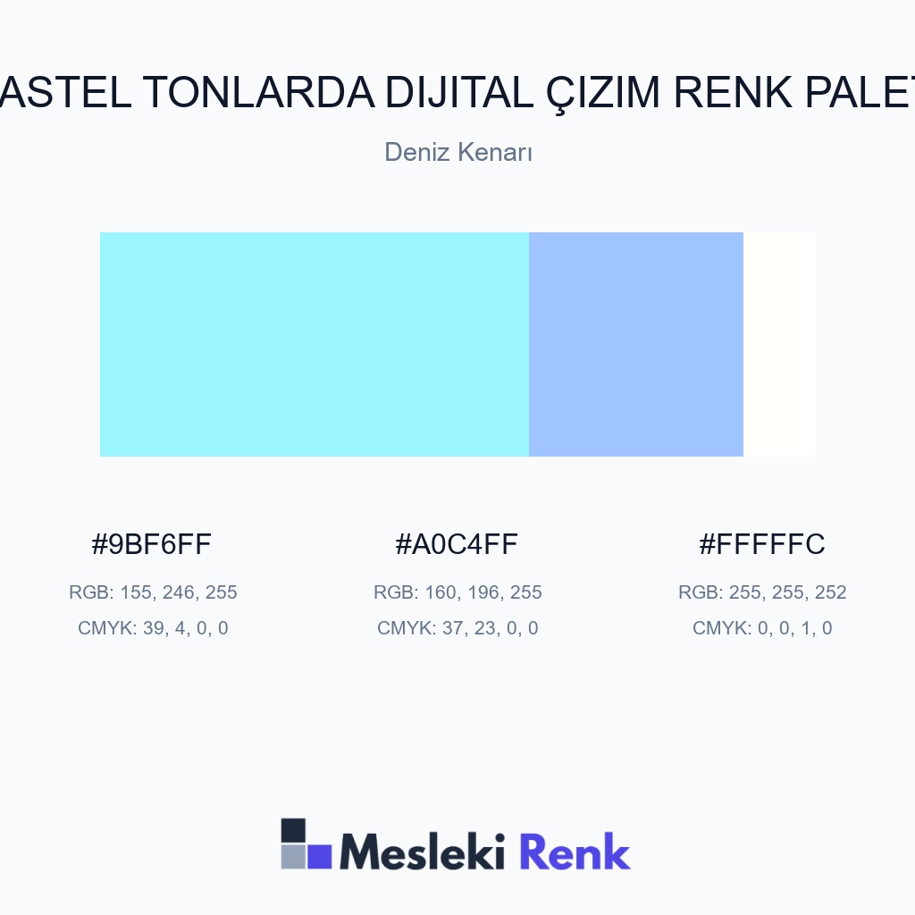 Pastel Tonlarda Dijital Çizim Deniz Kenarı Renk Paleti