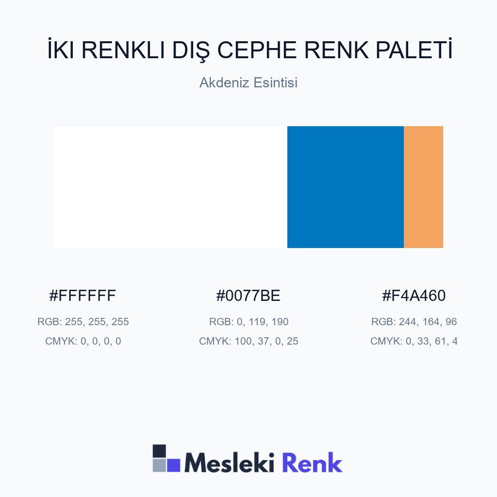 İki Renkli Dış Cephe Akdeniz Esintisi Renk Paleti