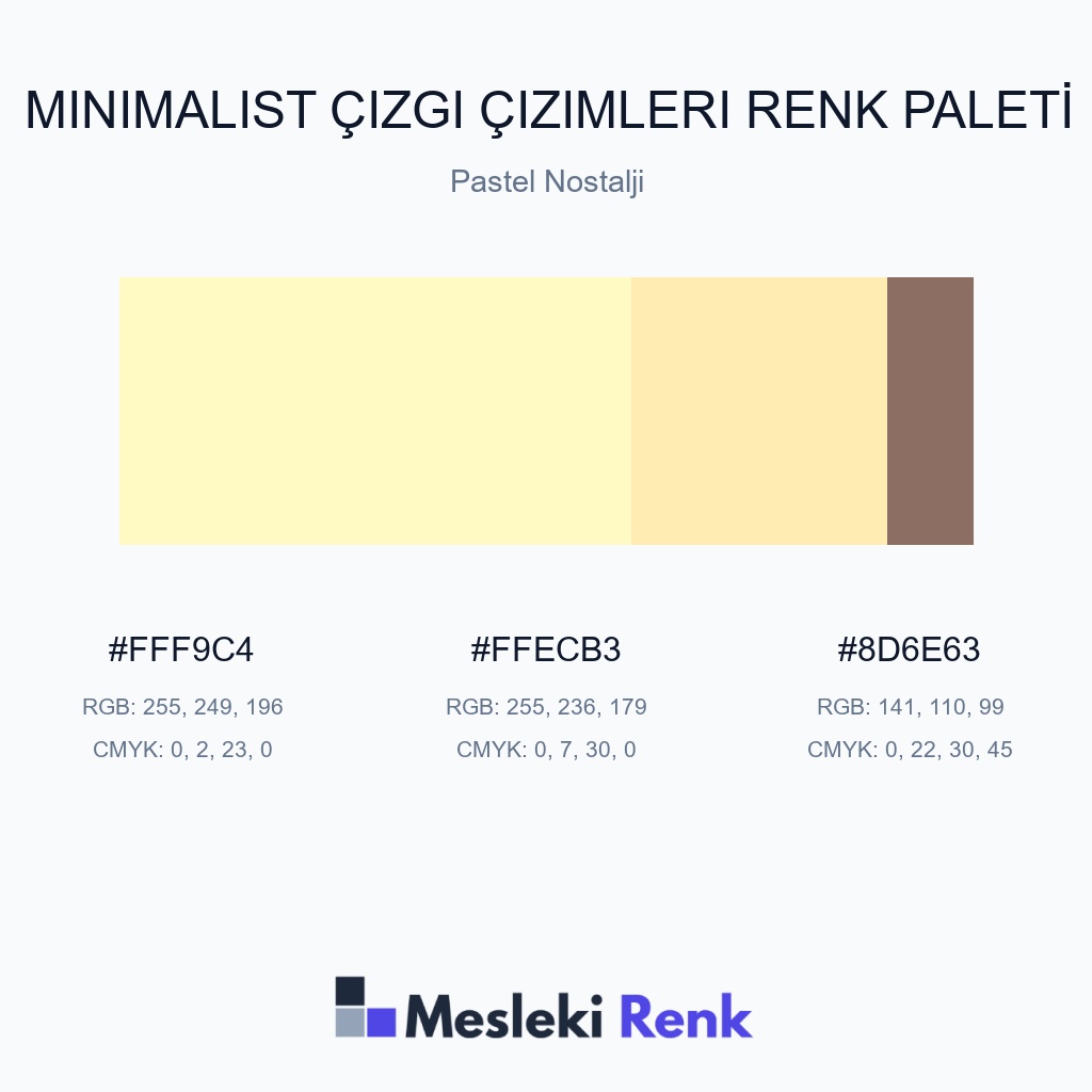 Minimalist Çizgi Çizimleri Pastel Nostalji Renk Paleti