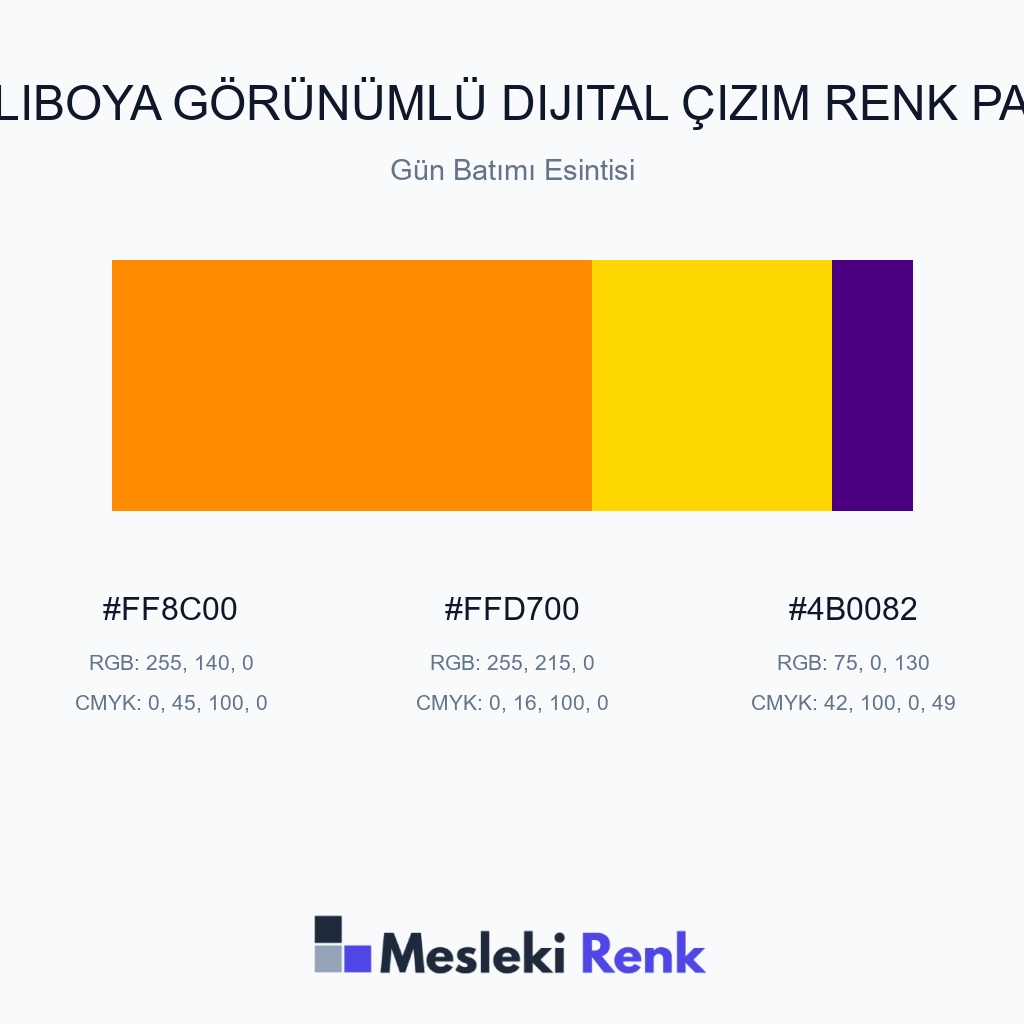 Yağlıboya Görünümlü Dijital Çizim Gün Batımı Esintisi Renk Paleti