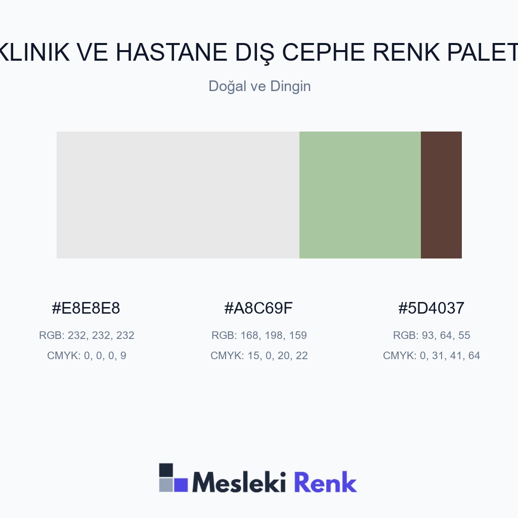 Klinik ve Hastane Dış Cephe Doğal ve Dingin Renk Paleti