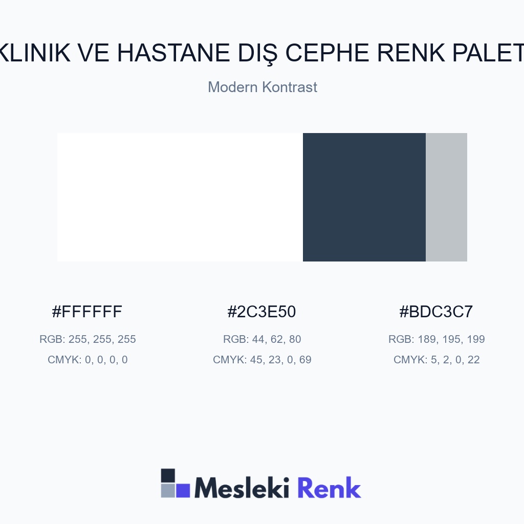 Klinik ve Hastane Dış Cephe Modern Kontrast Renk Paleti