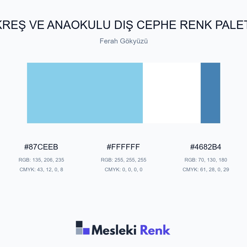 Kreş ve Anaokulu Dış Cephe Ferah Gökyüzü Renk Paleti