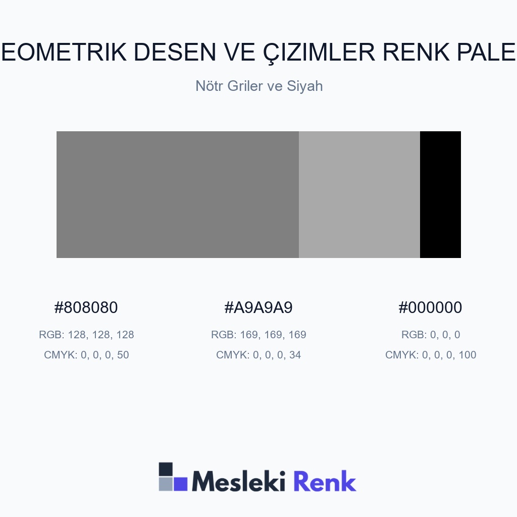 Geometrik Desen ve Çizimler Nötr Griler ve Siyah Renk Paleti