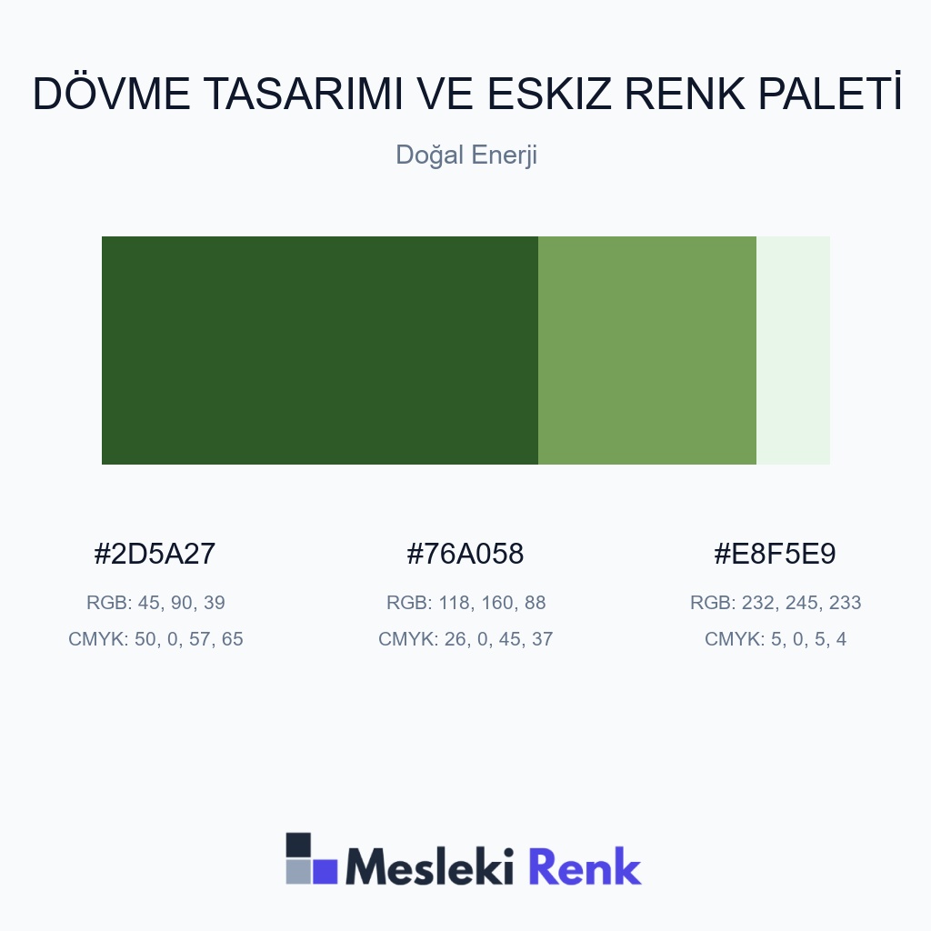 Dövme Tasarımı ve Eskiz Doğal Enerji Renk Paleti