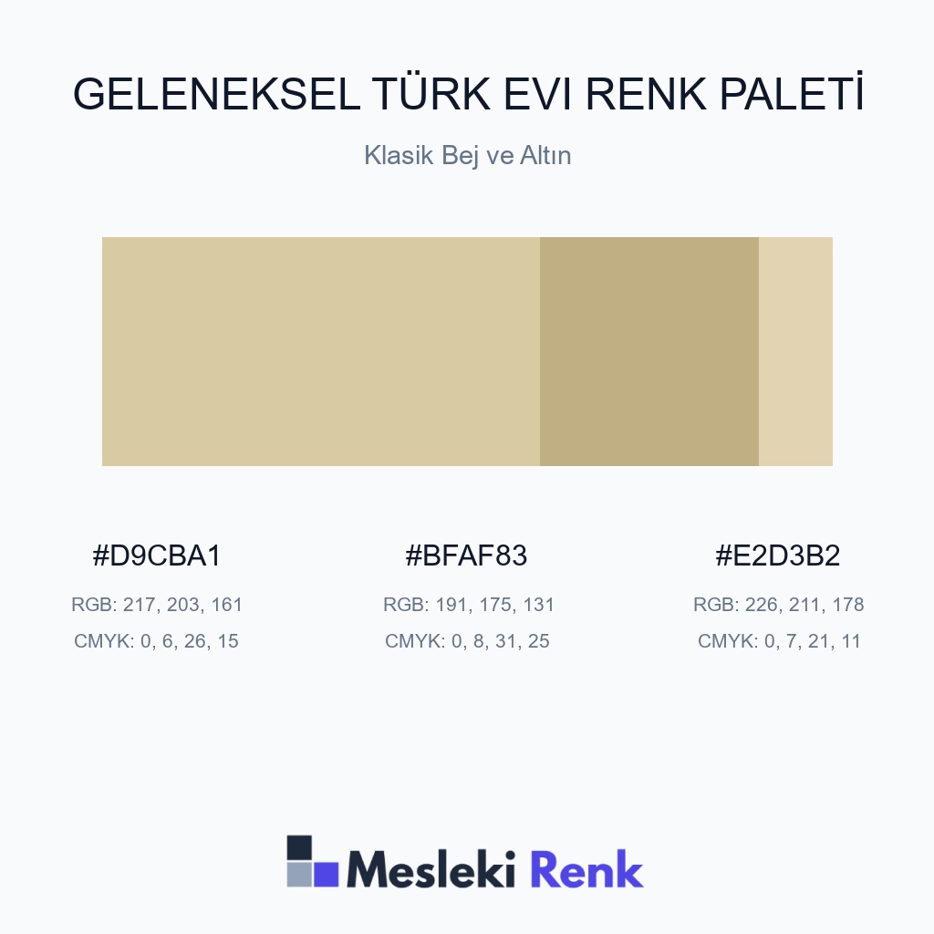 Geleneksel Türk Evi Klasik Bej ve Altın Renk Paleti