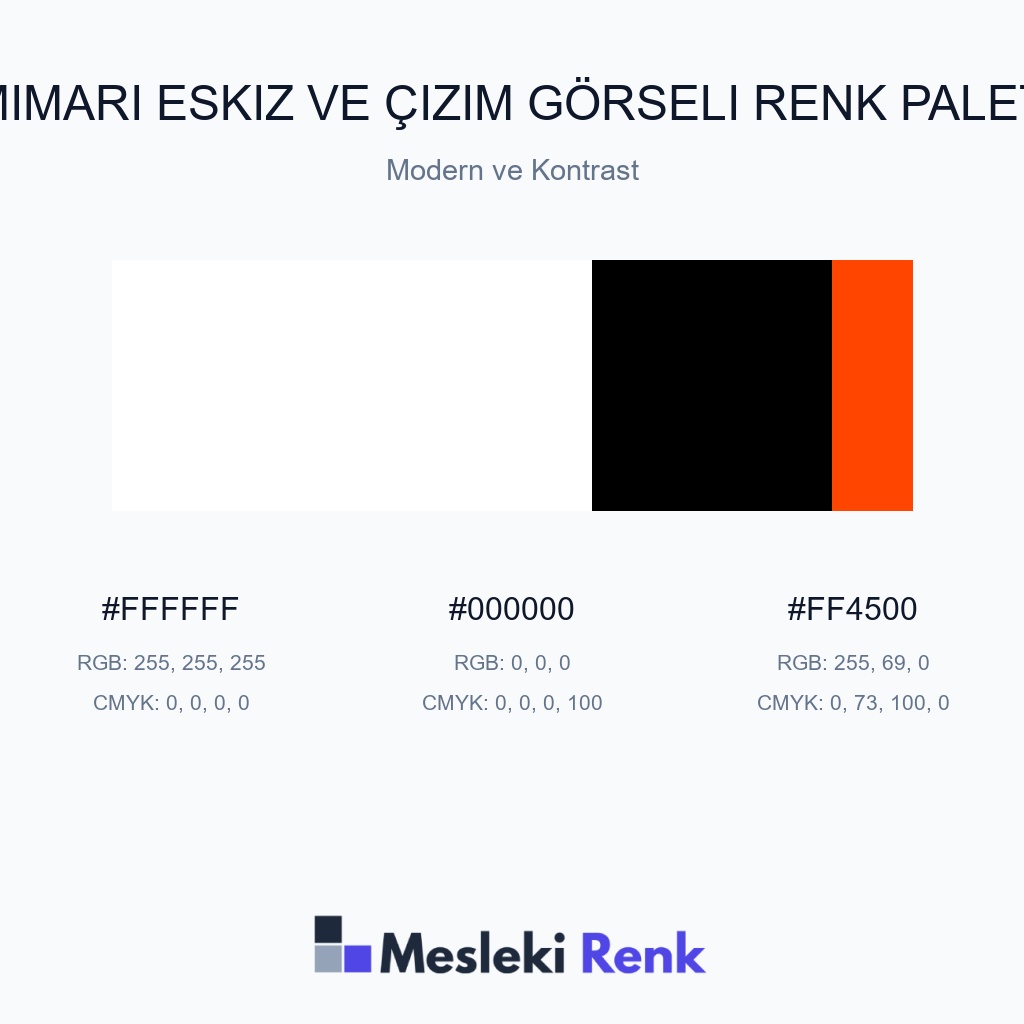 Mimari Eskiz ve Çizim Görseli Modern ve Kontrast Renk Paleti