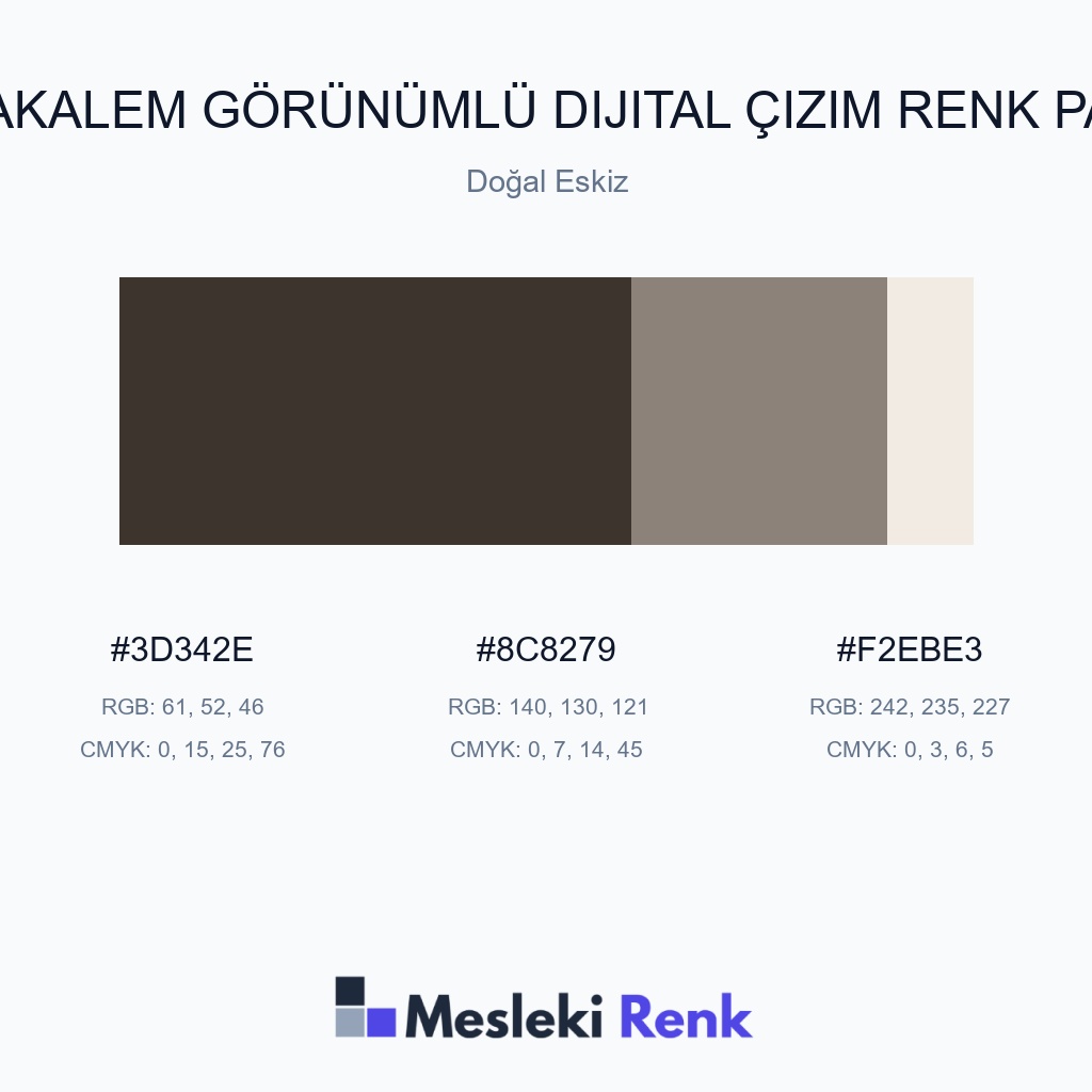 Karakalem Görünümlü Dijital Çizim Doğal Eskiz Renk Paleti