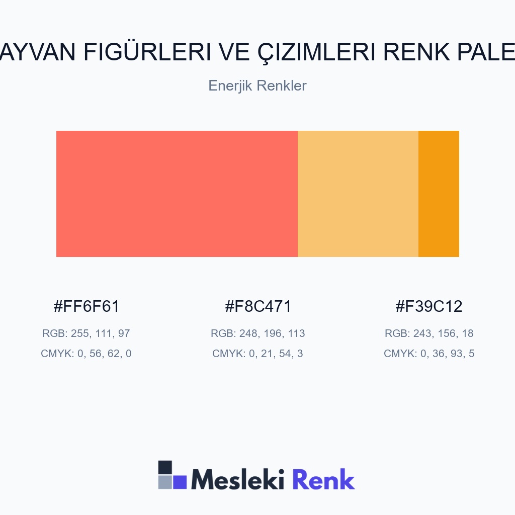 Hayvan Figürleri ve Çizimleri Enerjik Renkler Renk Paleti