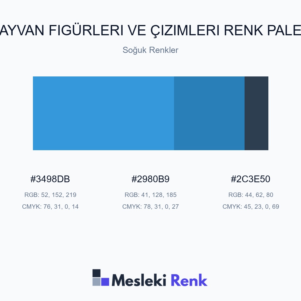 Hayvan Figürleri ve Çizimleri Soğuk Renkler Renk Paleti