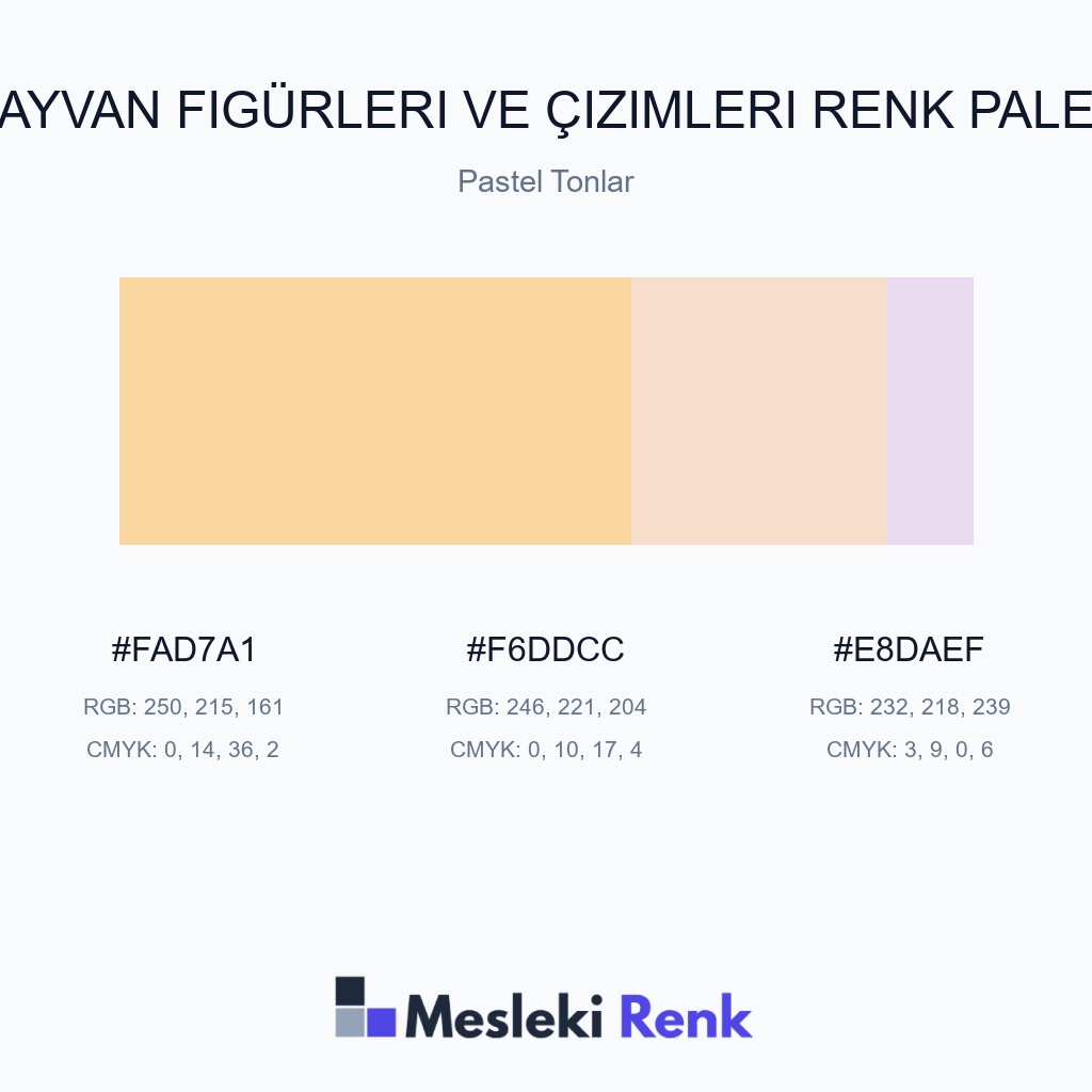 Hayvan Figürleri ve Çizimleri Pastel Tonlar Renk Paleti