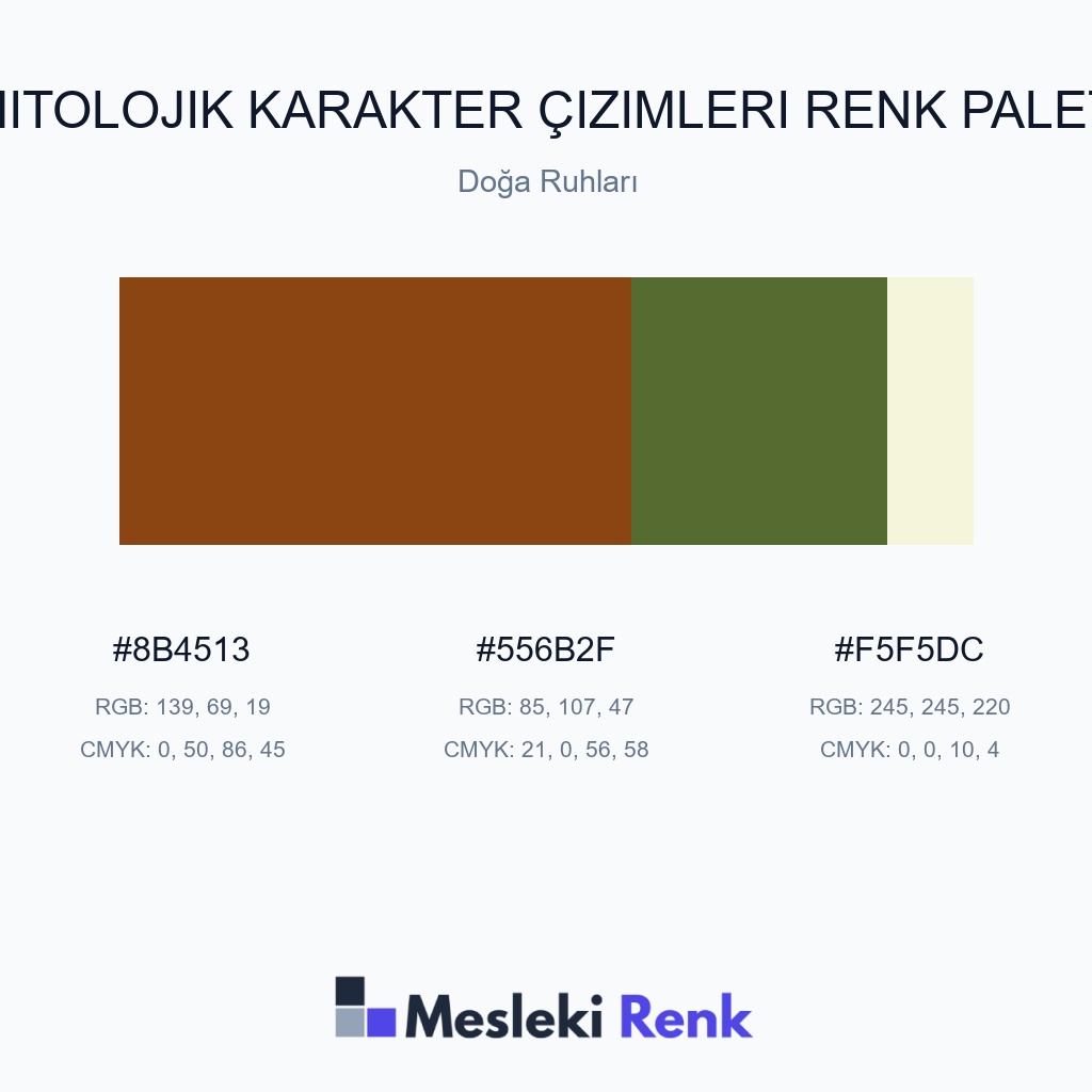 Mitolojik Karakter Çizimleri Doğa Ruhları Renk Paleti