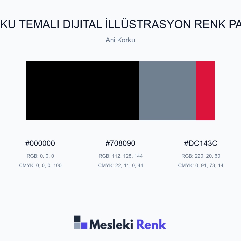 Korku Temalı Dijital İllüstrasyon Ani Korku Renk Paleti
