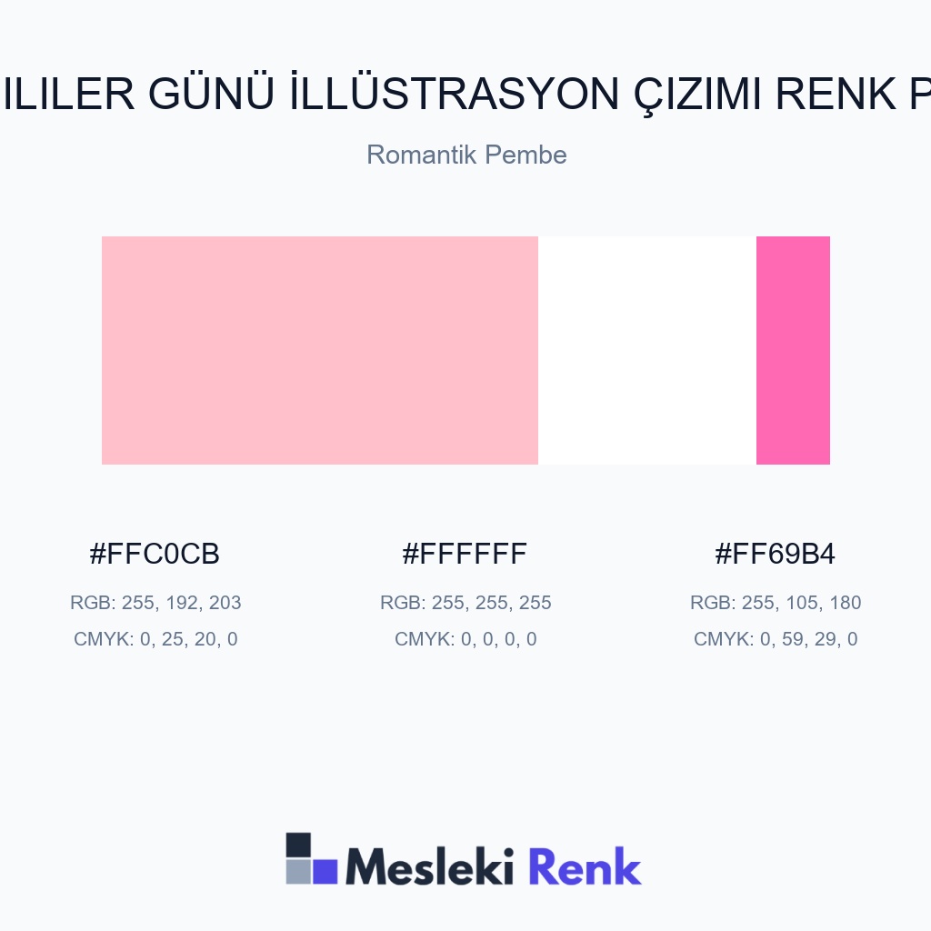 Sevgililer Günü İllüstrasyon Çizimi Romantik Pembe Renk Paleti