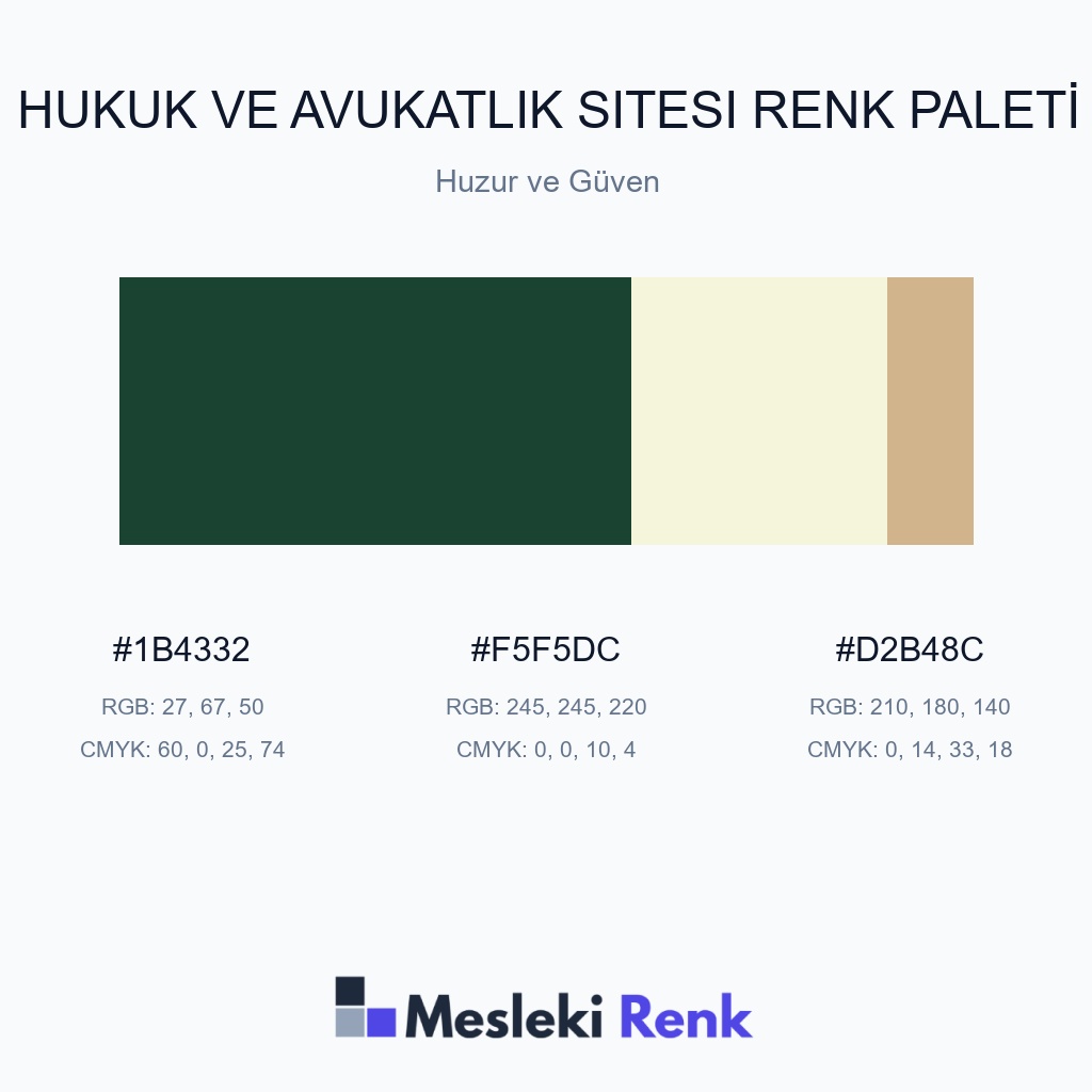 Hukuk ve Avukatlık Sitesi Huzur ve Güven Renk Paleti