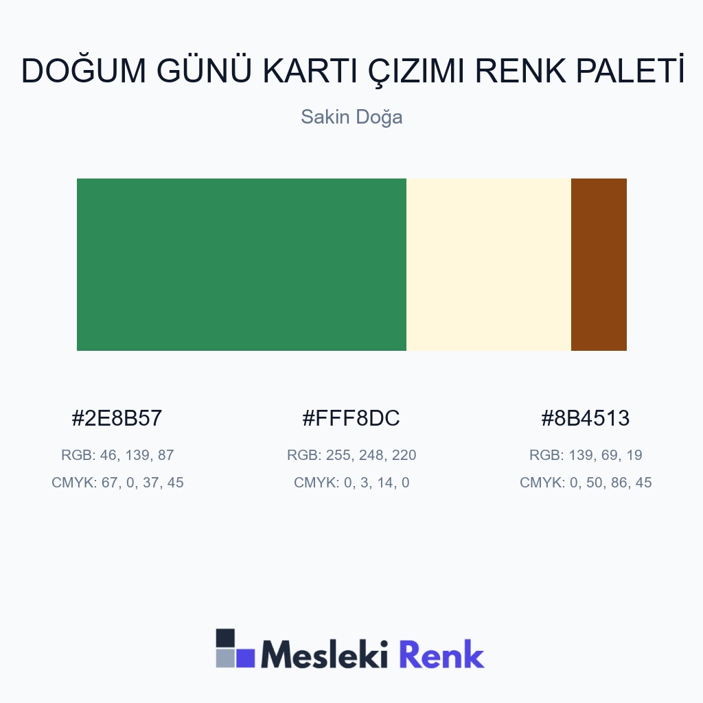 Doğum Günü Kartı Çizimi Sakin Doğa Renk Paleti