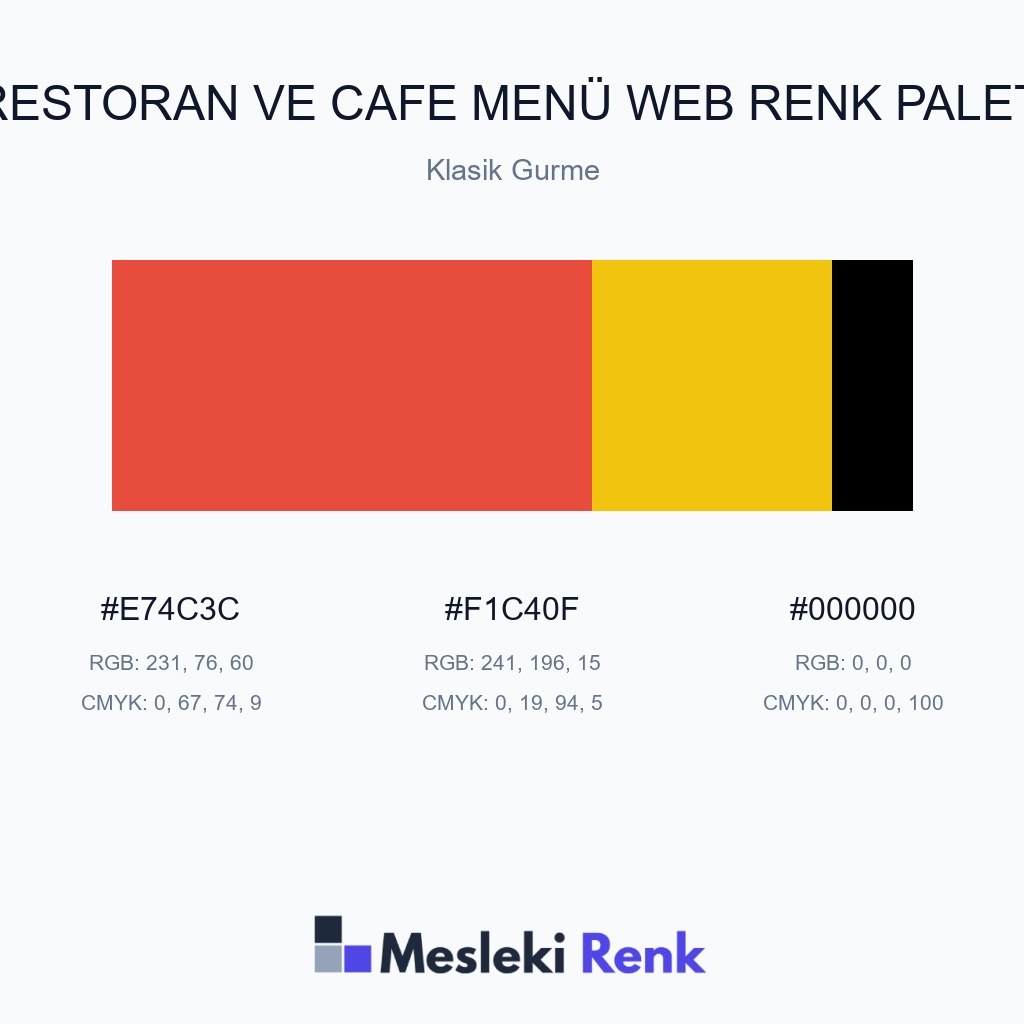 Restoran ve Cafe Menü Web Klasik Gurme Renk Paleti