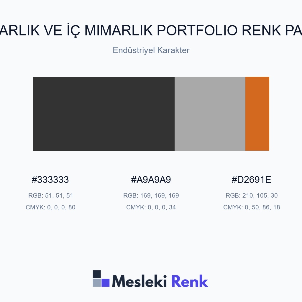 Mimarlık ve İç Mimarlık Portfolio Endüstriyel Karakter Renk Paleti