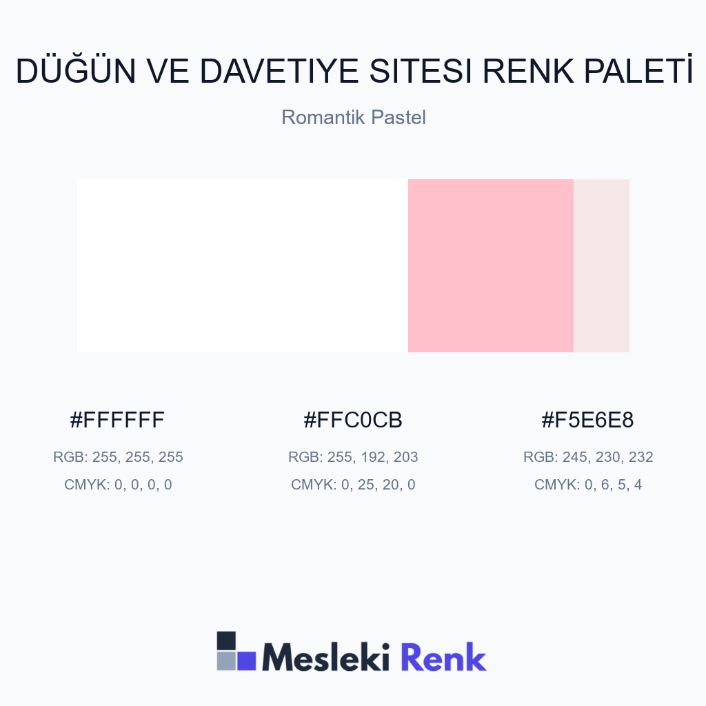 Düğün ve Davetiye Sitesi Romantik Pastel Renk Paleti